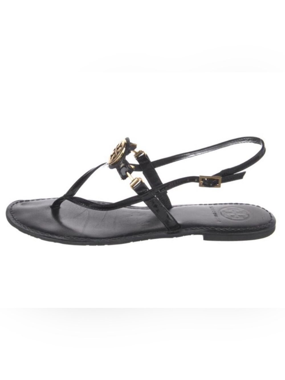 Tory Burch Ali Black Logo Sandals 8.5